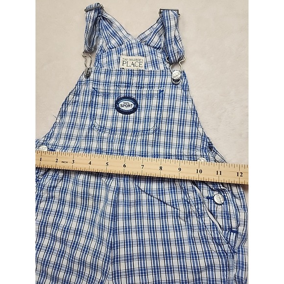 Children's Place Denim Blue/White Checkered Short Overalls Size 24 Month - Picture 3 of 7